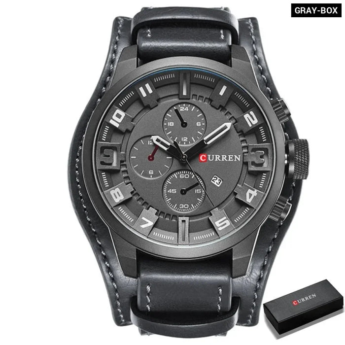 Casual Leather Military Quartz Sports Men's Wristwatches