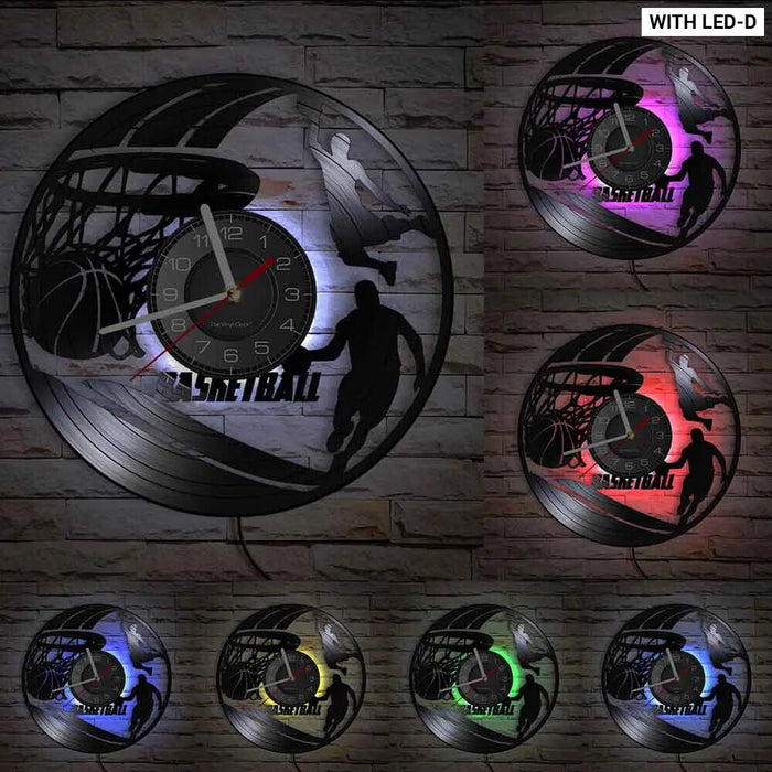 Silhouette Dunking Vinyl Record Clock