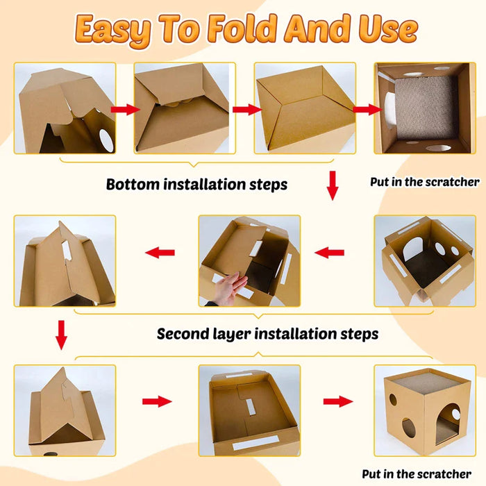 Cat Cardboard House Indoor Scratching Box