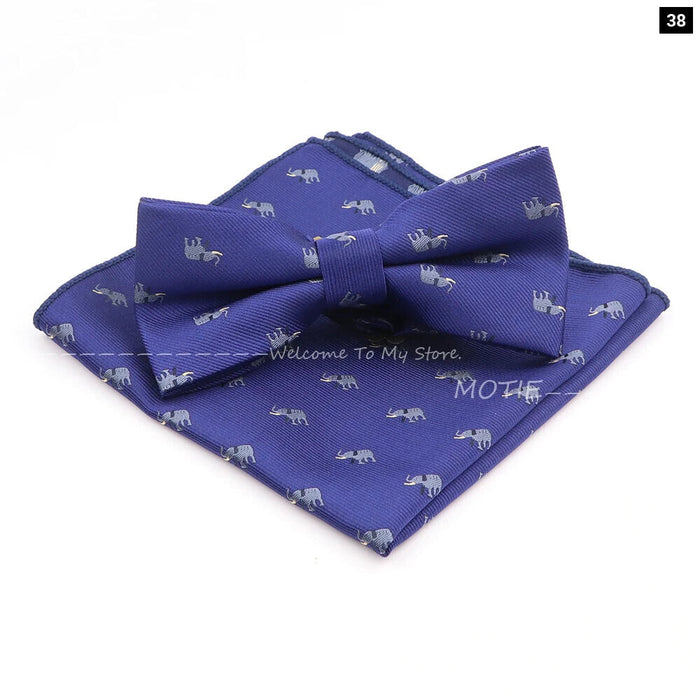 Cartoon Insect Bowtie Set Red Floral Brooches For Men