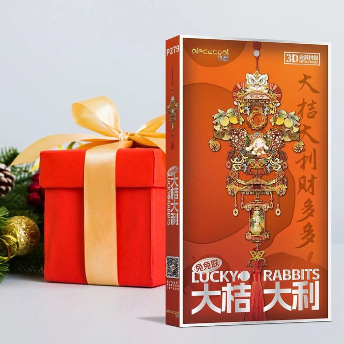Puzzle 3D Metal Chinese Lucky Rabbits Assembly Model Kits Jigsaw Diy Toys