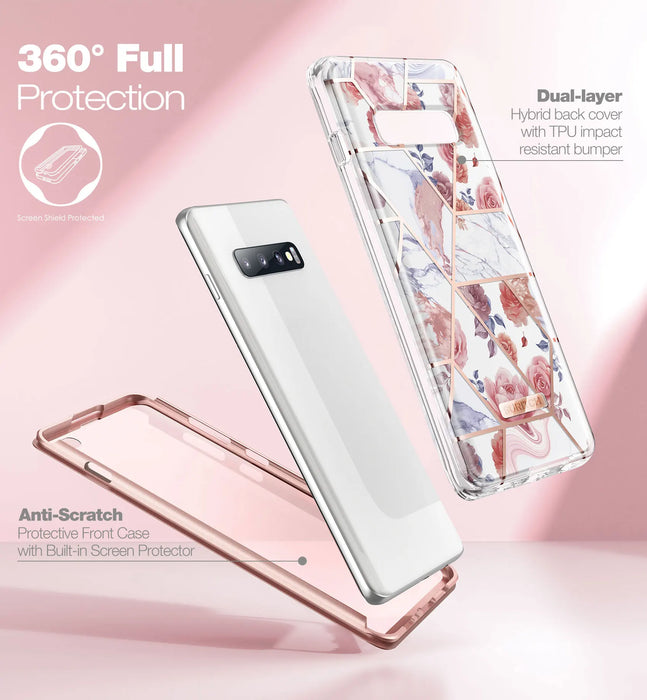Slim Marble Rugged Case For Samsung Galaxy S10 With Screen Protector