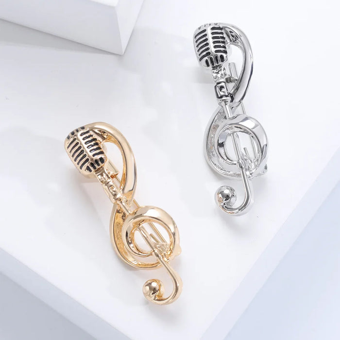 Microphone Music Note Enamel Pin Fashion Brooch For Women