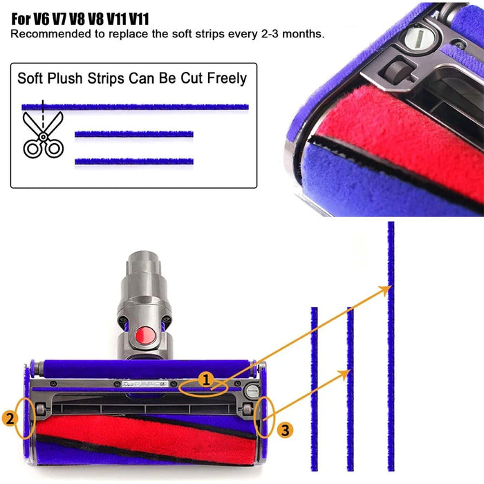 Soft Roller Cleaner Head Strips For Dyson V6