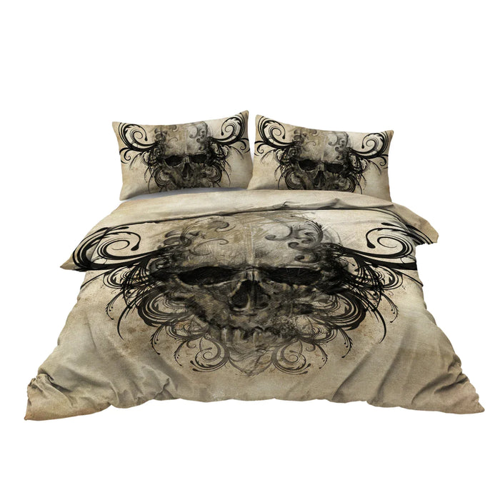 3 Piece Skull Bedding Set Duvet Cover 2 Pillow Shams