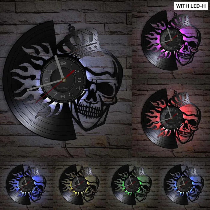 Skull Heads Vinyl Record Wall Clock