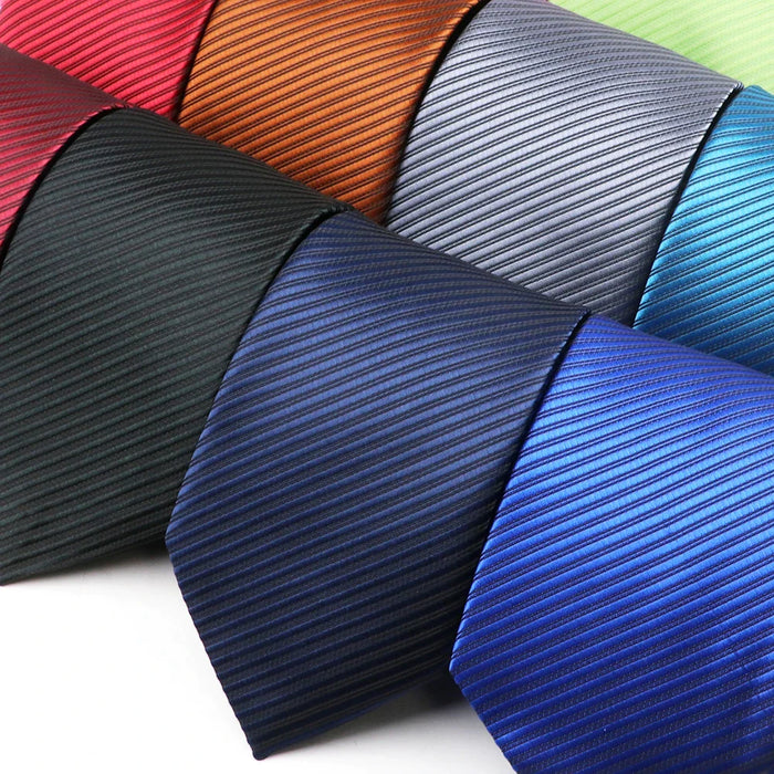 Striped Necktie For Weddings And Business Black Blue 100% Polyester