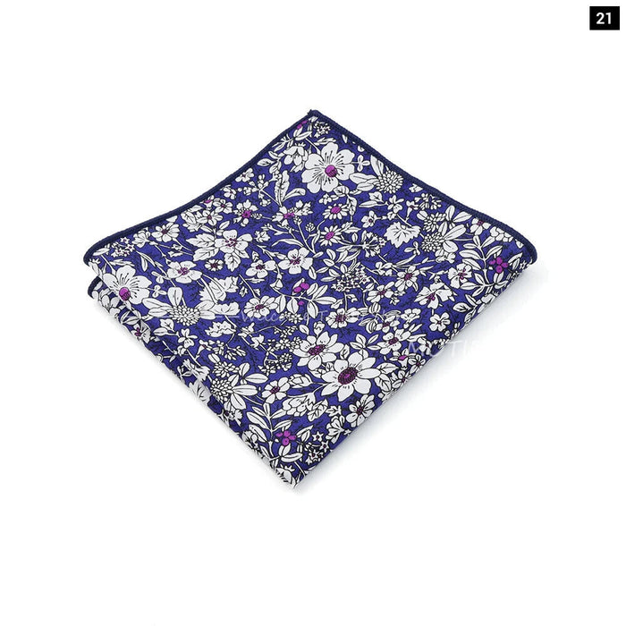 Wedding Suit Pocket Square Cotton Flower Hankerchief For Men Gift