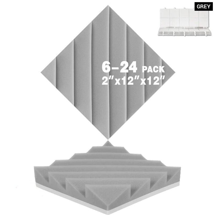 Absorption Foam Panel 6-24 Pack Diamond groove Sound Absorber, Periodic Groove Structure High Density 3D Decorative Wall Panels