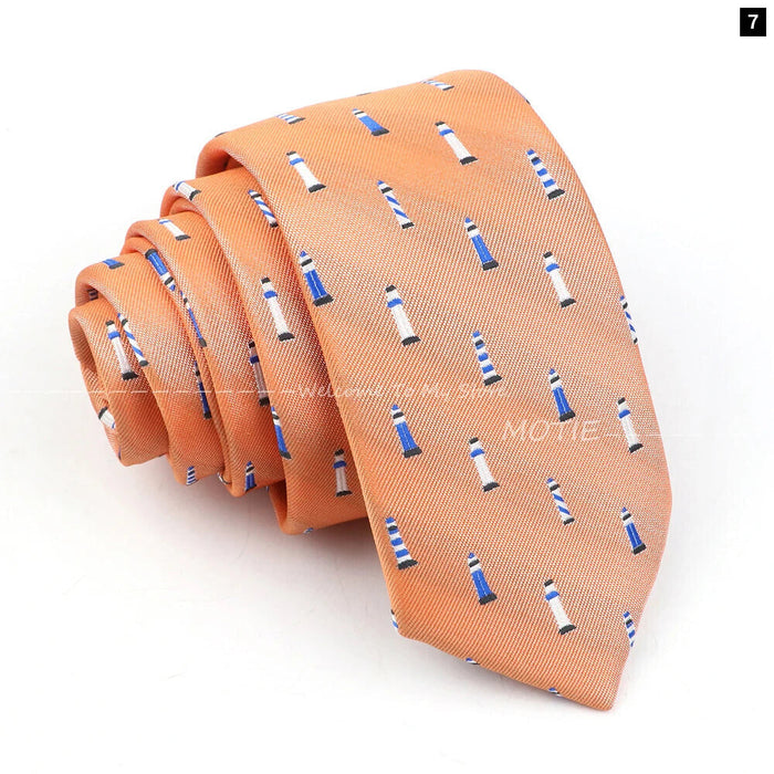 Blue Sailboat Necktie For Men Weddings Parties And Daily Wear