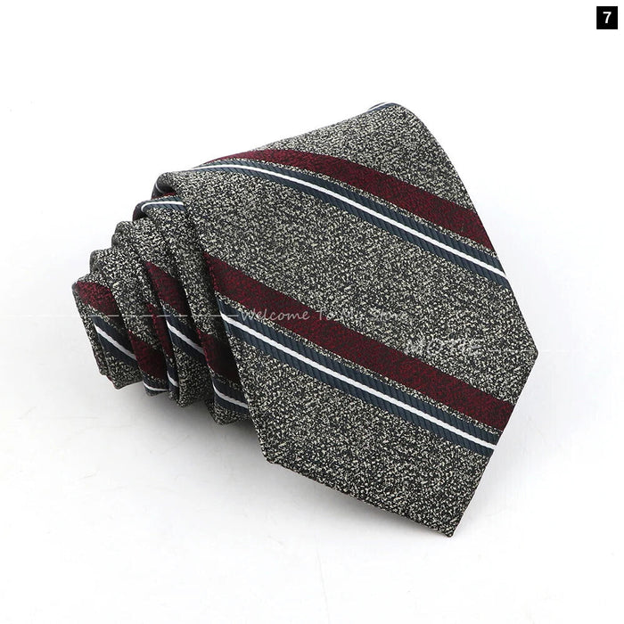 Brown Striped Mens Necktie For Weddings Parties And Daily Wear