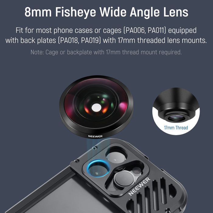 8Mm Fisheye Lens For Smallrig Iphone Samsung 220° Wide Angle 17Mm Thread Hd Quality