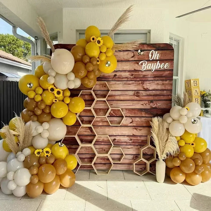 Beeballoon Arch Set Mustard Yellow White Brown Bee Balloon Suitable Shower Party Decoration Party Fall Wedding Birthday Supplies