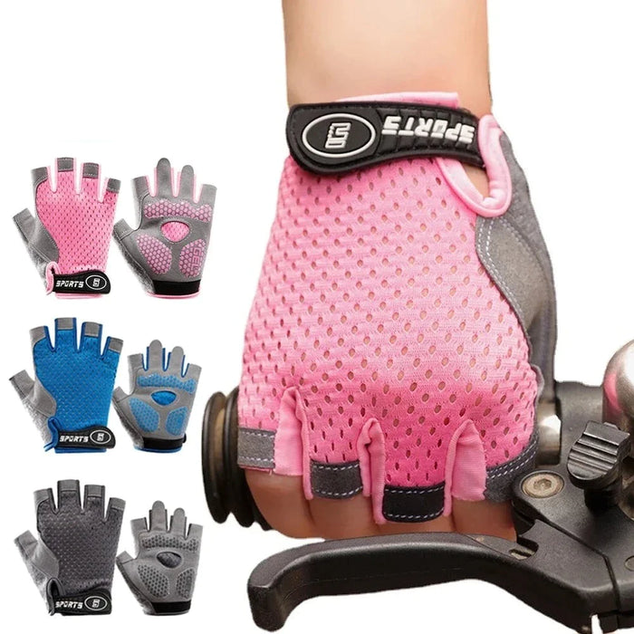 1 Pair Non-Slip Half Finger Thickened Palm Half Finger Gloves For Kids