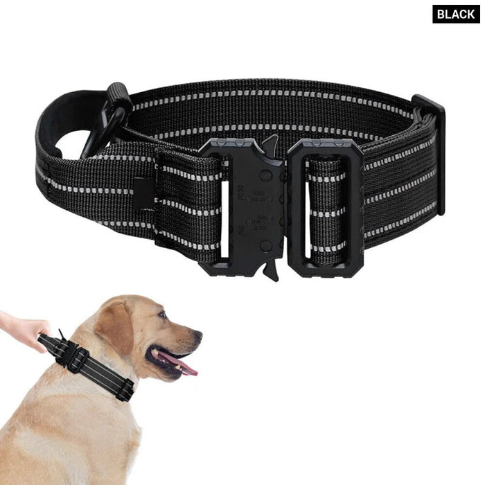 Heavy Duty Tactical Dog Collar Adjustable Military Control Handle