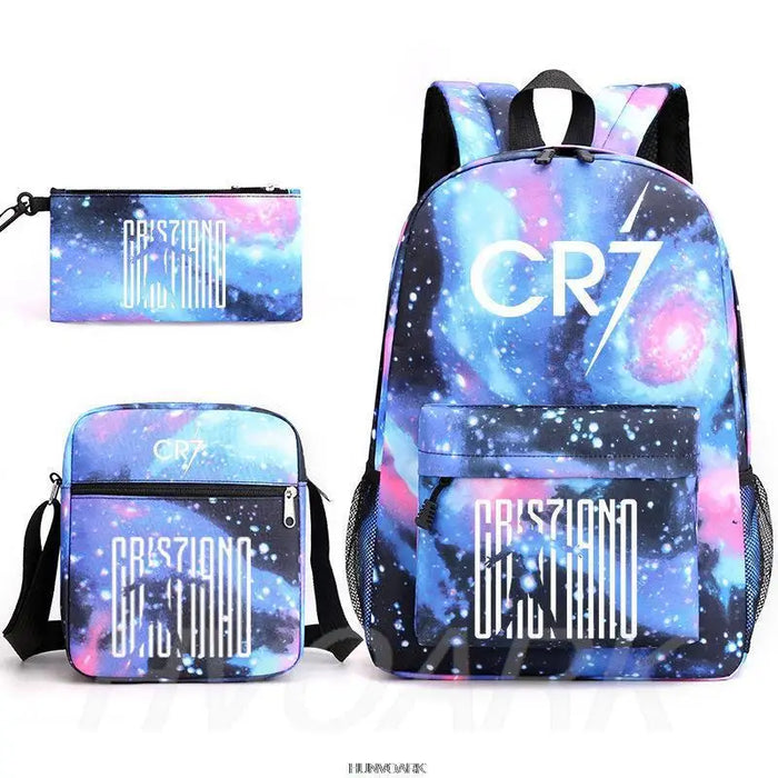 Unisex Cr7 Kids School Book Bags 3Pcs