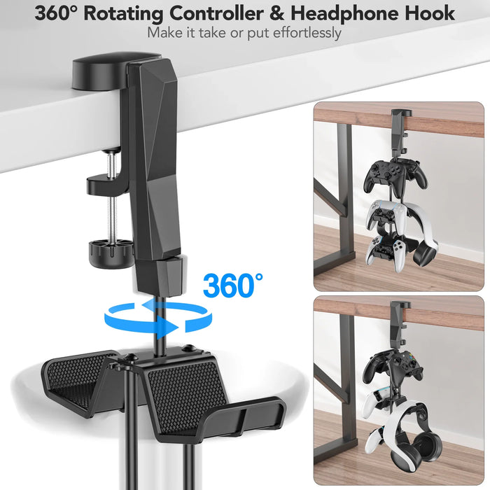 360 Rotating Headphone Stand Adjustable Clam