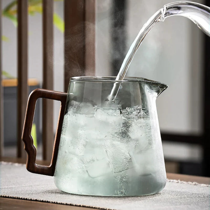 Glass Tea Set With Filter And Wooden Handle