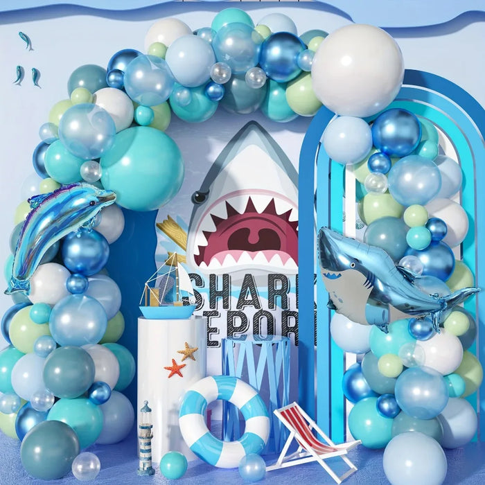 101Pcs Ocean Series Balloon Garland Set Shark Themed Outdoor Party Atmosphere Set To Celebrate Wedding Decoration Balloons