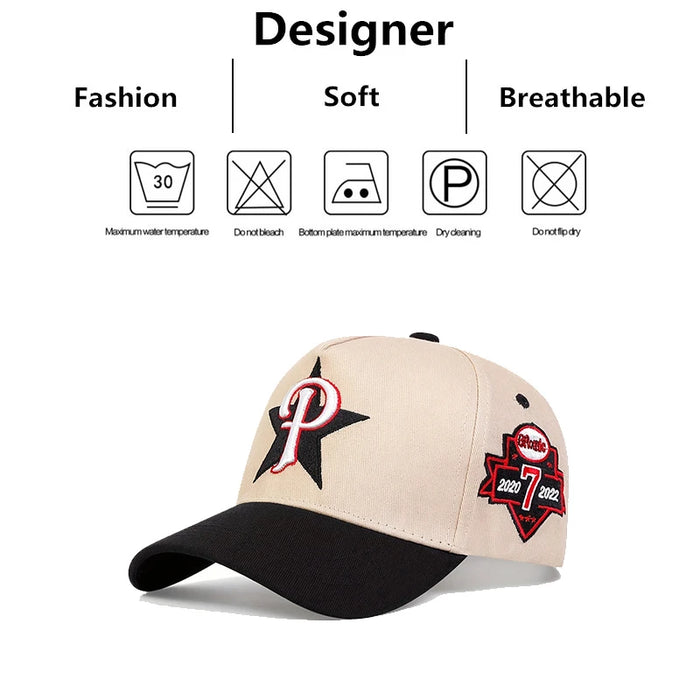 Adjustable 7 Baseball Cap / Hat P Letter Embroidery Star Design