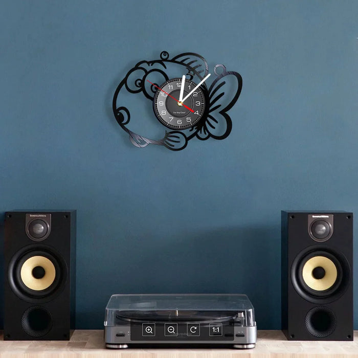 Cartoon Fish Vinyl Record Wall Clock