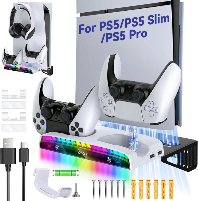 Ps5/Ps5 Slim Wall Mount Kit Dual Charging Station Headset Holder