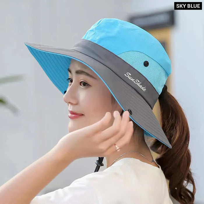 Quick Dry Bucket Hat Ponytail Hole