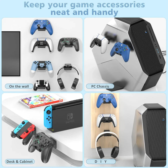 Universal Wall Mount For 4 Game Controllers Headphones