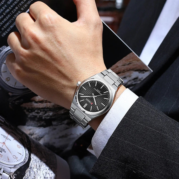 Fashion Unique Quartz Men'S Wrist Watches Stainless Steel Strap Watch Luminous Hands Clock