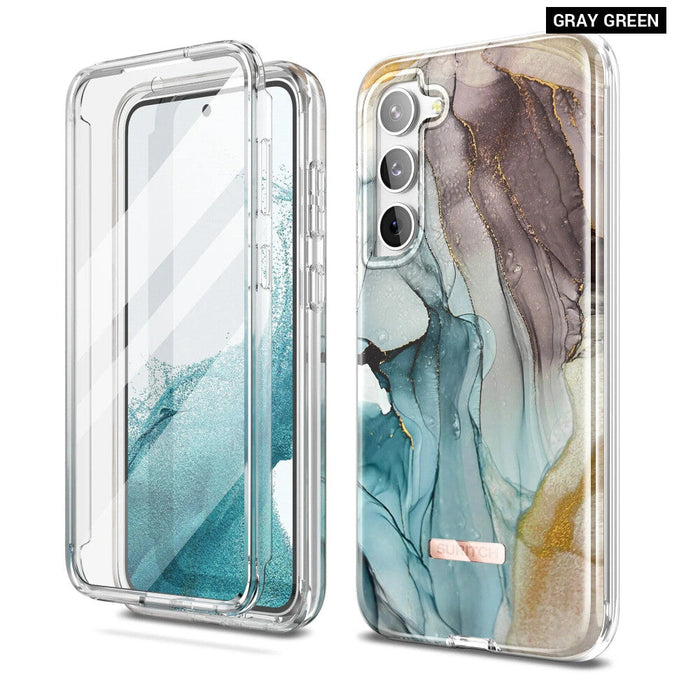 Samsung Galaxy S23 Plus Case Geometric Marble Shockproof Bumper With Screen Protector