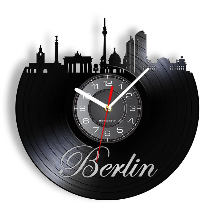 Berlin Skyline Vinyl Record Clock