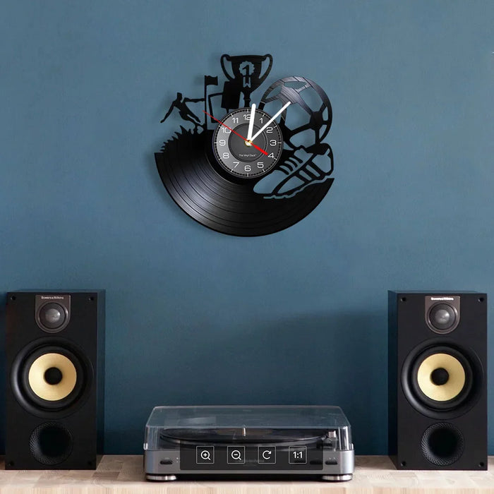 Soccer Trophy Vinyl Record Clock