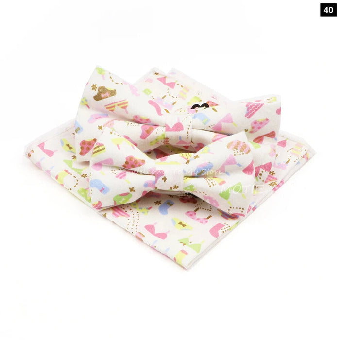 Colourful Cotton Bowtie Set For Parties And Gifts