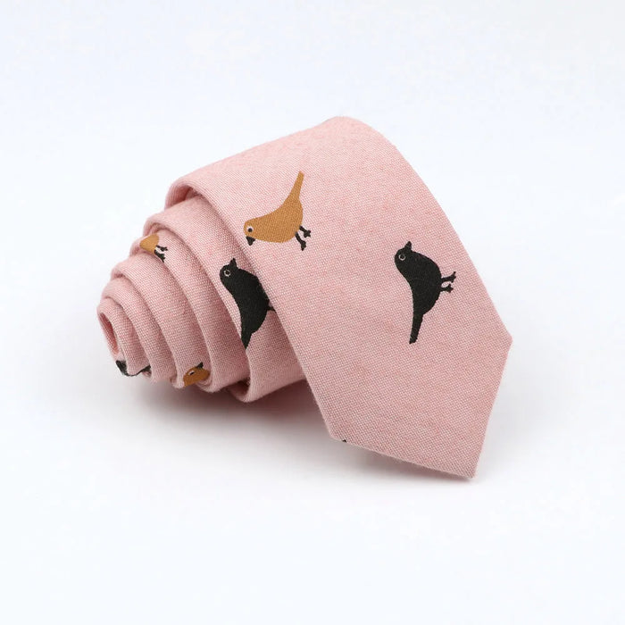 Handmade 6Cm Mens Ties Classic Cotton Necktie For Weddings And Casual Wear Bird And Flower Print Gift