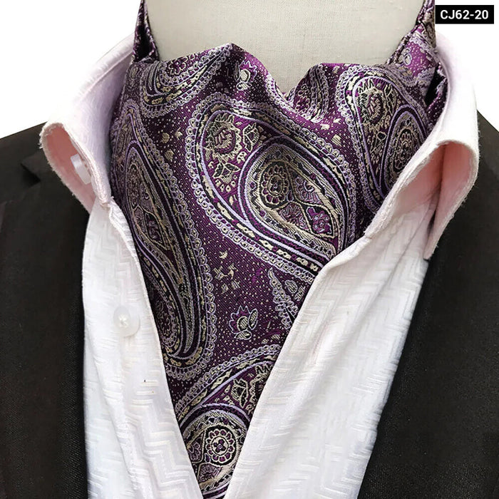 British Gentleman Tie Set Jacquard Paisley Cashew Cravat Ascot Scrunch For Weddings