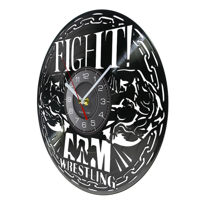 Man Cave Arm Wrestling Vinyl Record Wall Clock