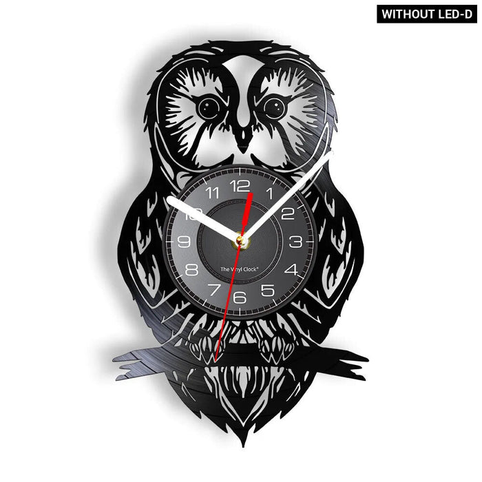 Vinyl Record Clock Eagle Owl Wall Art