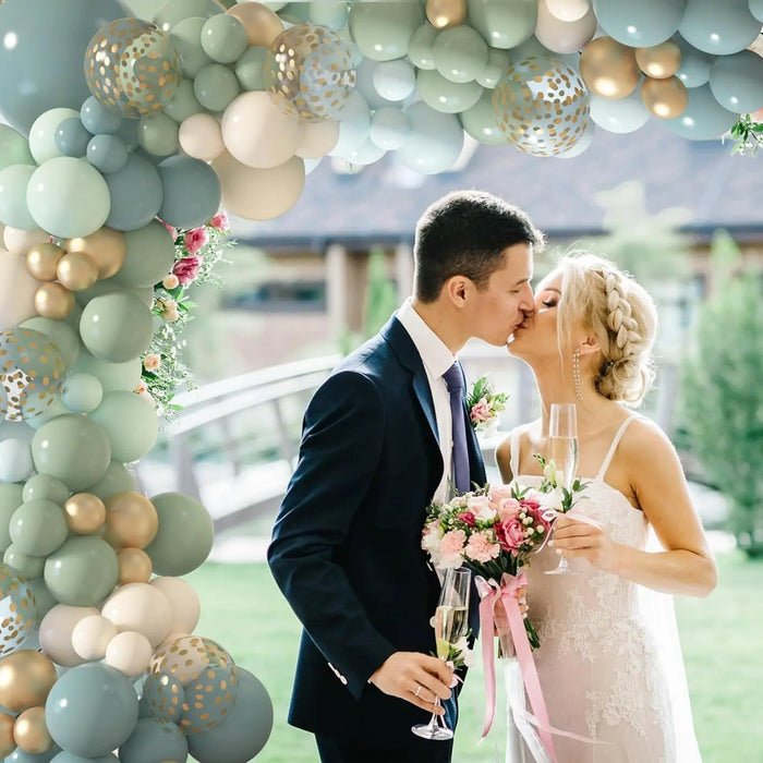 196Pcs Grey Blue And Green Balloons Garland Kit Christening Wedding Bride Bohemian Birthday Party Background Decoration