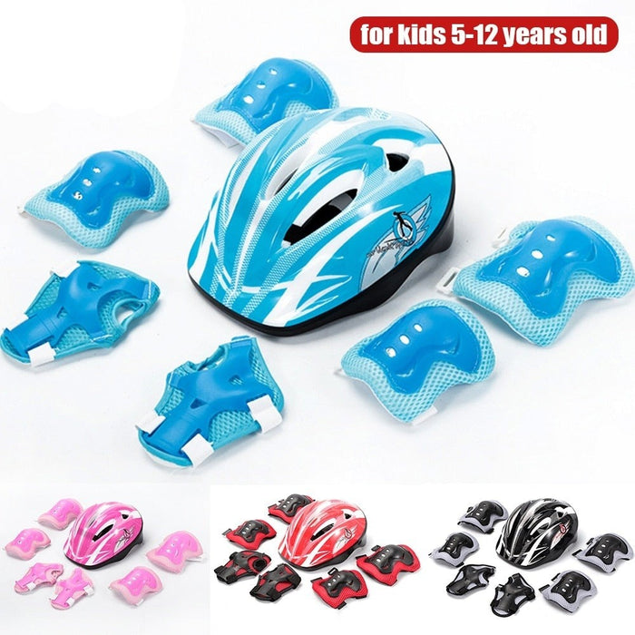 Kids Protective Gear Set Helmet Protector Knee Elbow Wrist Pads For Skateboard Skiing Scooter