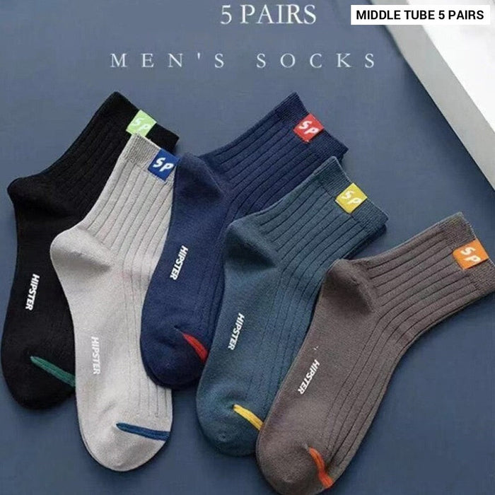 5 Pairs Mens Letters SP Short Socks Spring And Summer Shallow Low Top Sport Short Socks Trend In Tube Socks