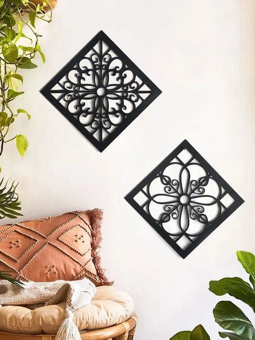 2 Piece Boho Wood Wall Decor For Living Room