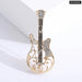 Guitar Brooch Pin Punk Spirit Hollow Out Design Rhinestone