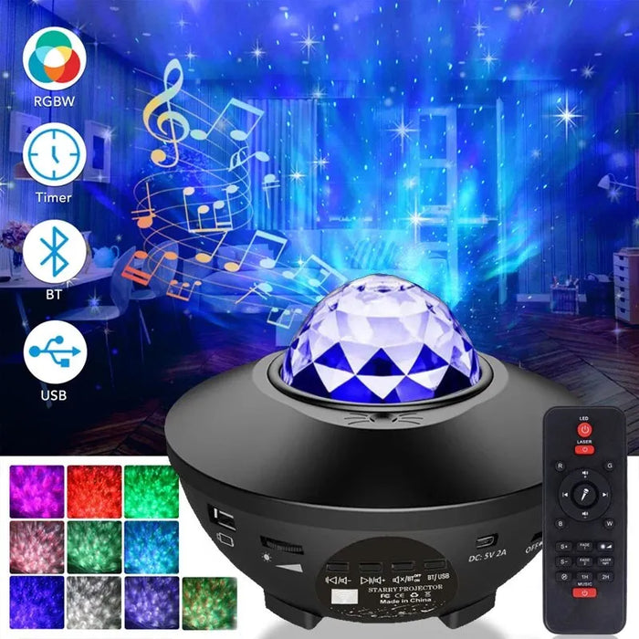 Galaxy Night Light With Music Speaker For Bedroom Decor