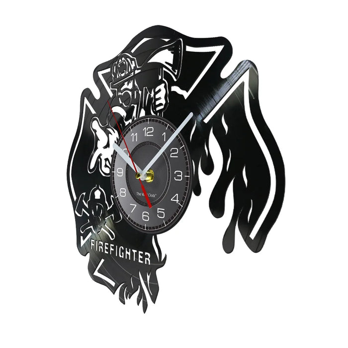 Firefighter Wall Clock With Maltese Cross Design