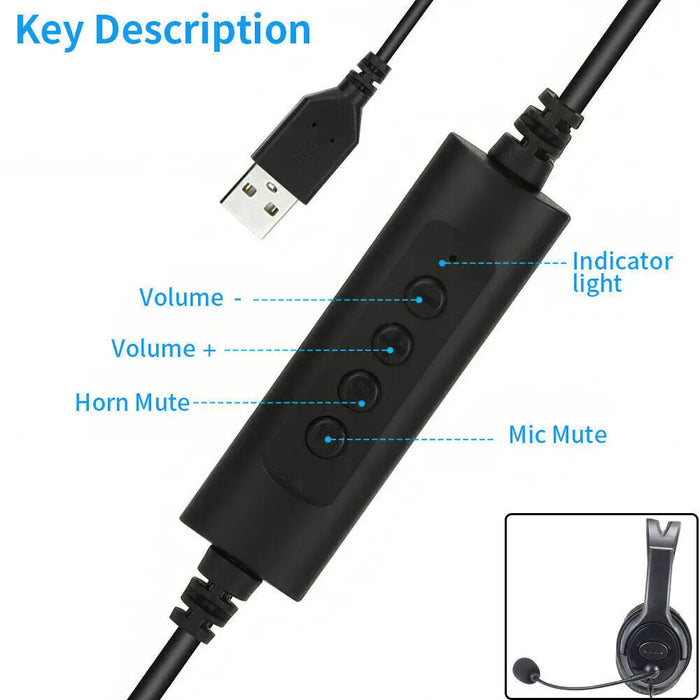 Noise Cancelling USB Headset with Mic