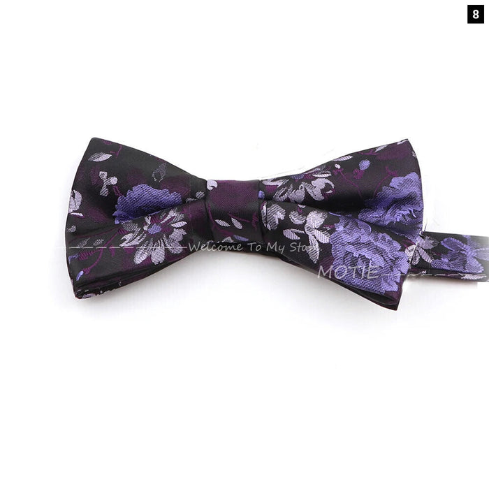 Floral Bowtie For Men Red Polyester Wedding Party Accessory