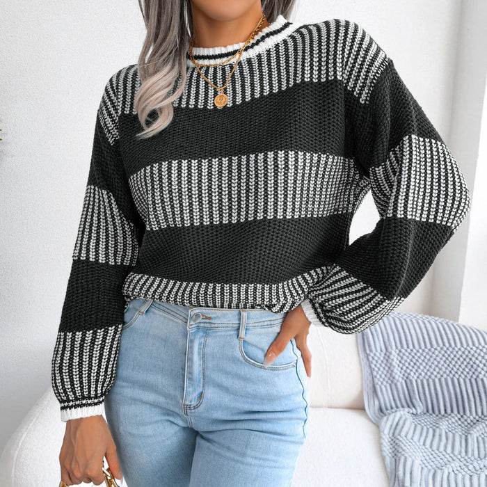 Striped Knit Sweater For Women