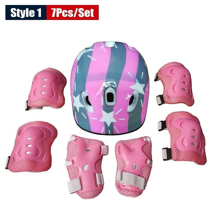 Kids Protective Gear Set Safety Helmet Wrist Elbow Knee Pads For Cycling Skating Skiing