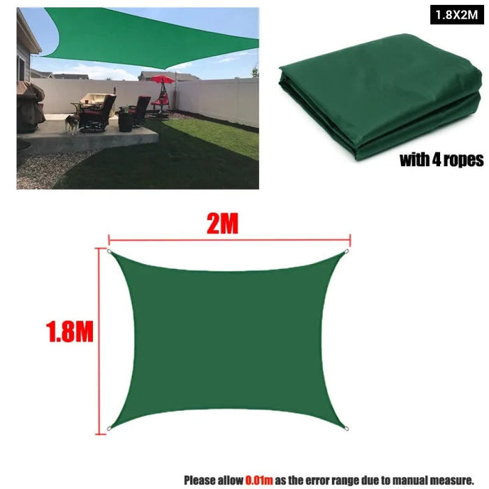 Darkgreen 420D Waterproof Shade Sail Square Rectangle Sunshade Garden Terrace Canopy Swimming Sunshade Awning