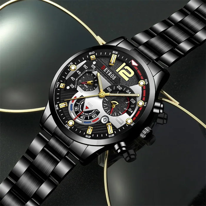 Fashion Mens Sports Watches Luxury Stainless Steel Quartz Wrist Watch Calendar Luminous Clock Men Business Casual